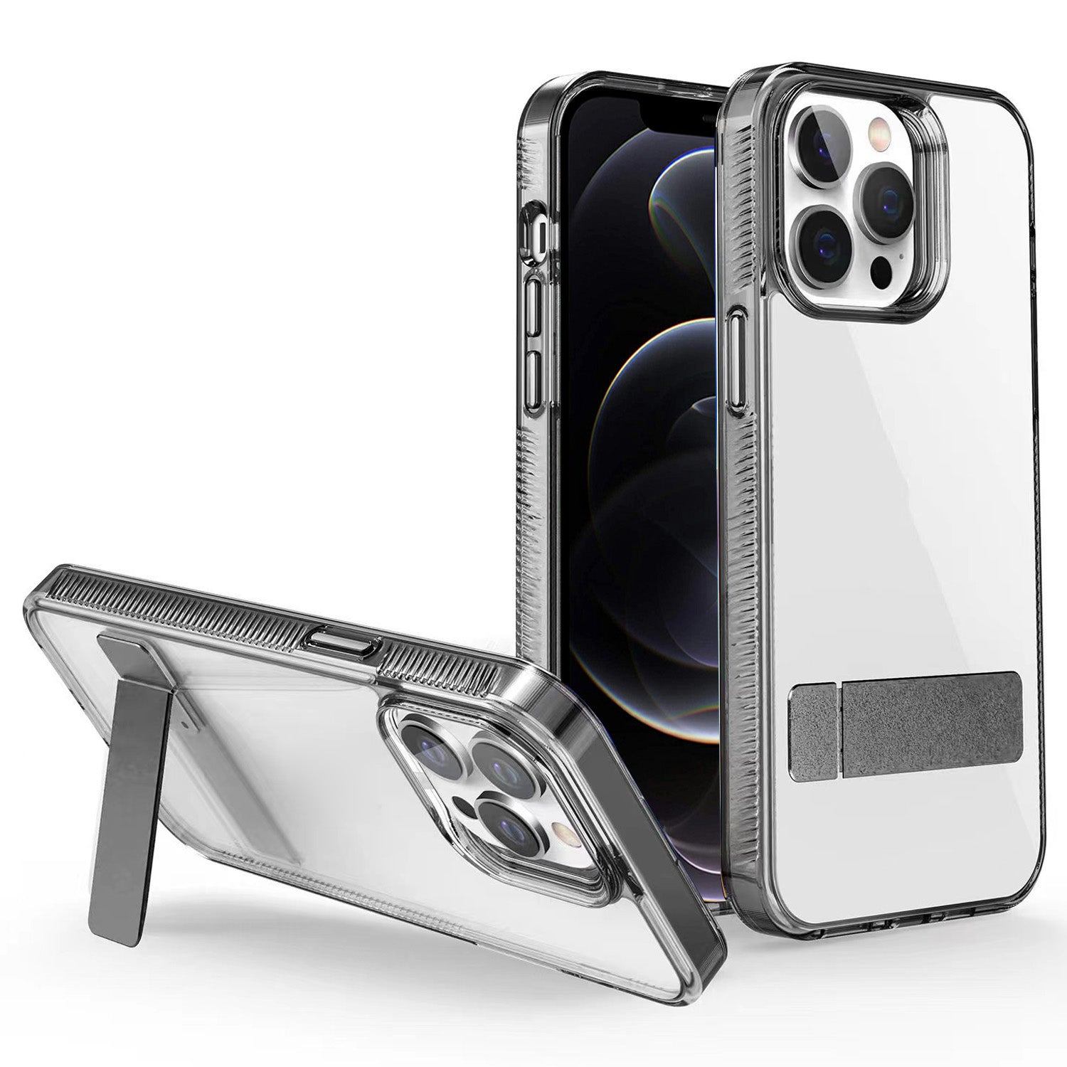 G Style For iPhone 12/12 Pro Transparent TPU Acrylic Case Cell Phone Cover with Kickstand G Style For iPhone 12/12 Pro Transparent TPU Acrylic Case Cell Phone Cover with Kickstand